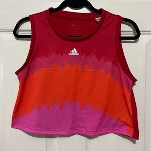 💗 Adidas - Red and Orange Tie-Dye Crop Top‎